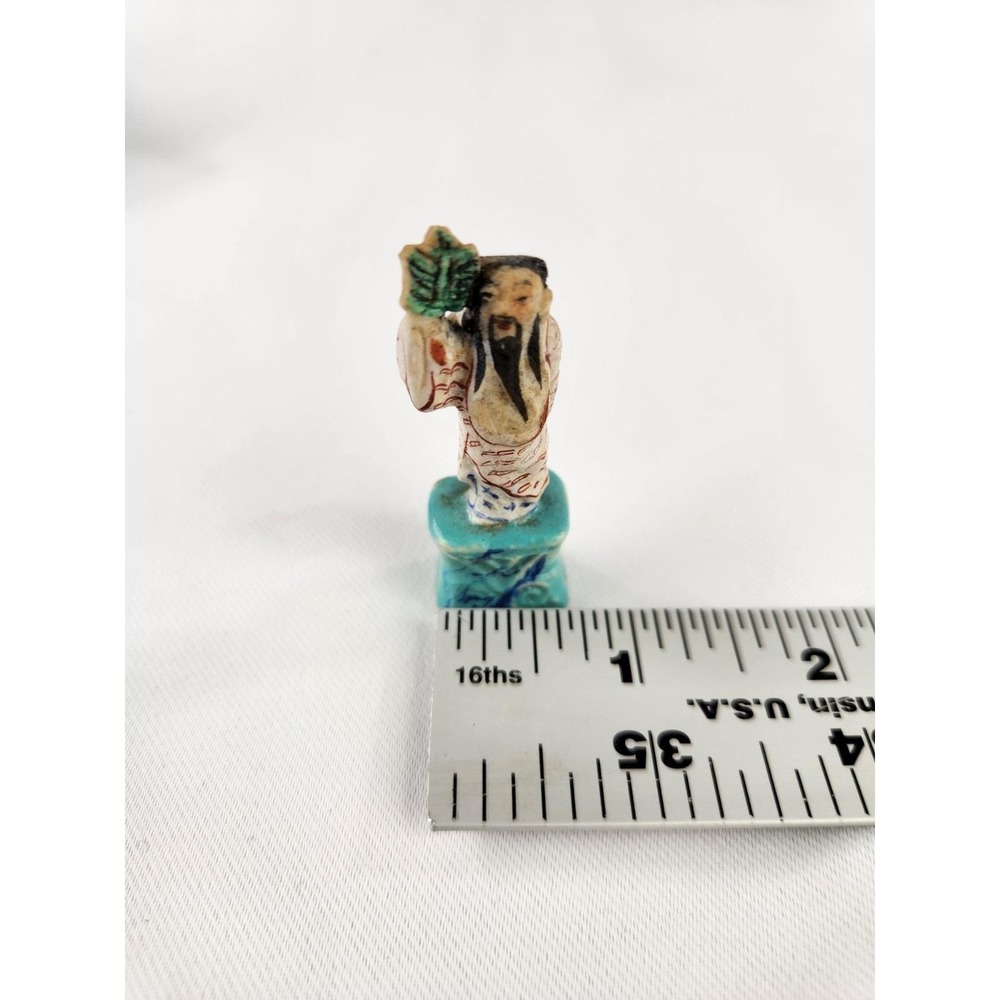 Vintage Asian Chinese Bisque Porcelain Figurine Ancient Man Mud Emperor - Picture 8 of 14
